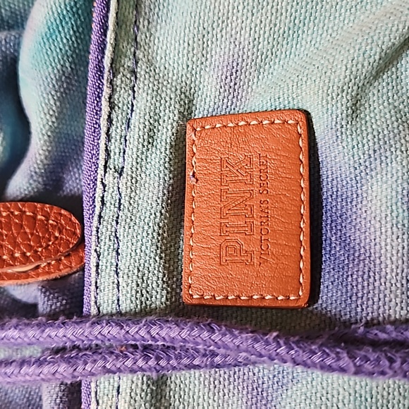 PINK VS tie died blue canvas mini backpack - Picture 2 of 14